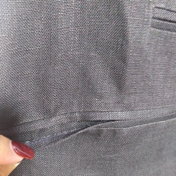 Sake Black Linen Sleeveless Dress Pleated Button Front Career Size 10 - Picture 8 of 10